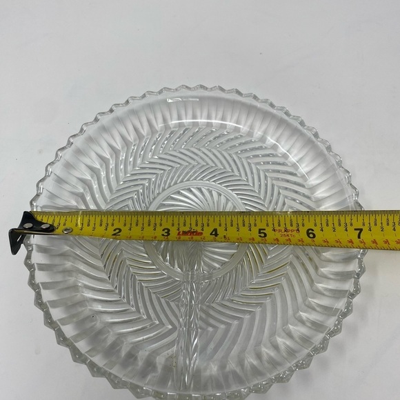 Vintage Small 7" Round Divided Cut Clear Serving Dish - Picture 5 of 5